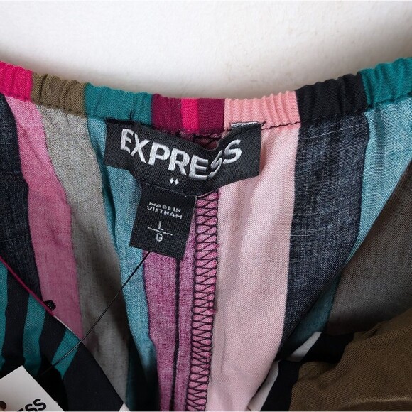 NWT Express Mini Dress Multi Color Rainbow Ruffle Stripes Size - Picture 4 of 8